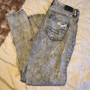 Distressed American eagle jeans. Grayish color